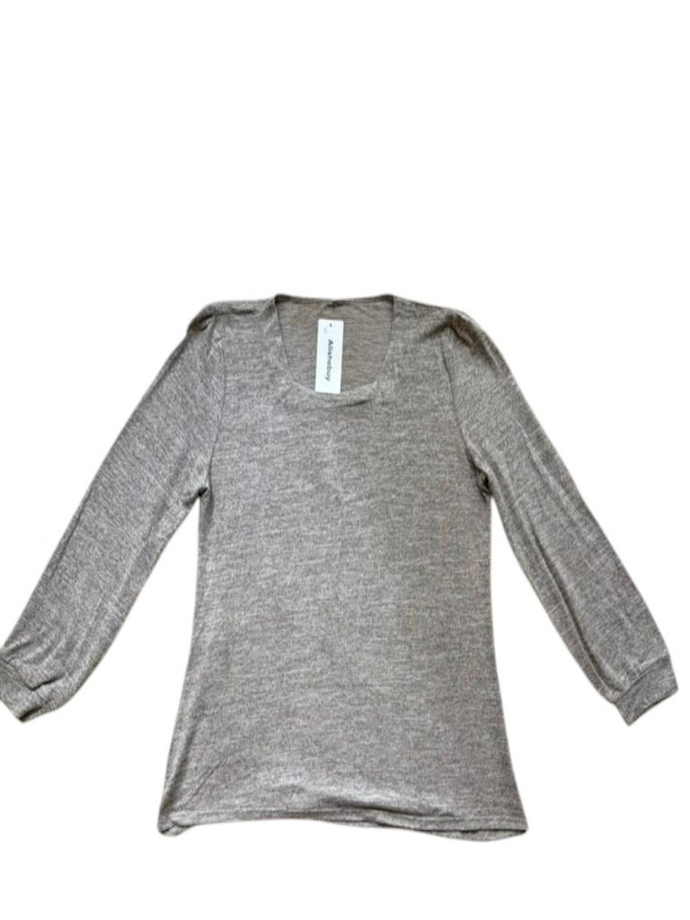 Alishebuy Women 2XL Gray Long Sleeve Knit Top Relaxed Lightweight NWT.